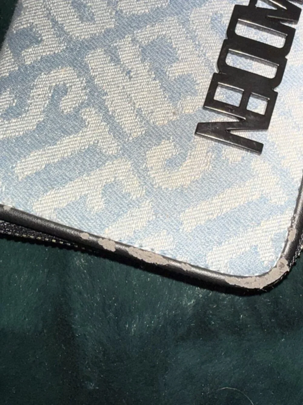 Steve Madden Blue & White Monogram Zip Around WalletSteve Madden Blue & White Mo